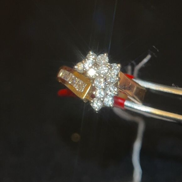 14k Diamond Cluster Ring - Picture 4 of 15